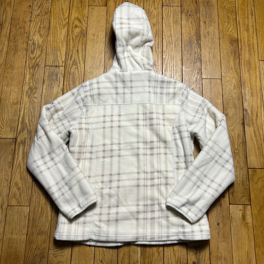 ZeroXposur Womens Plaid Fleece Hoodie Jacket Cream Sherpa Lined Full‎ Zip Large - Picture 2 of 5